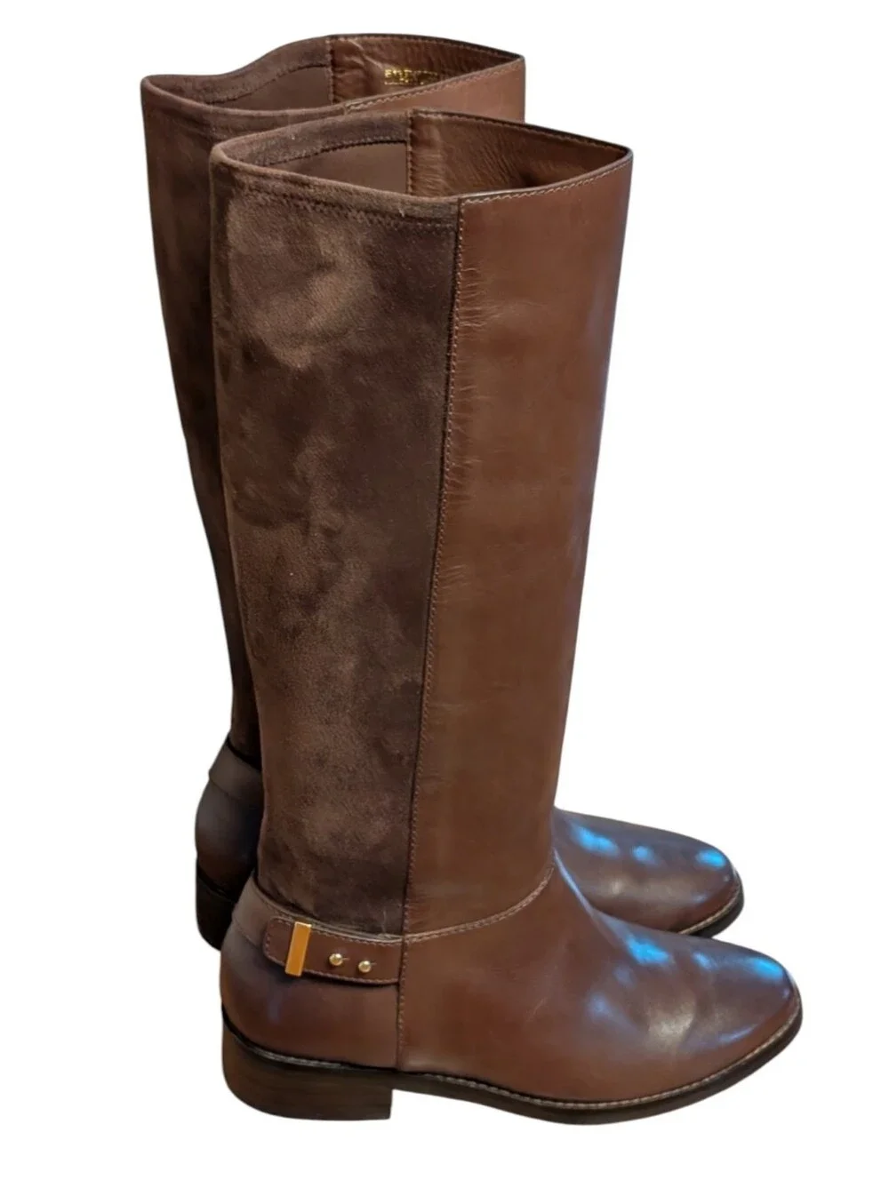 Cole Haan Adler Brown Leather Suede Riding Boots Knee High tall size 8B pull on